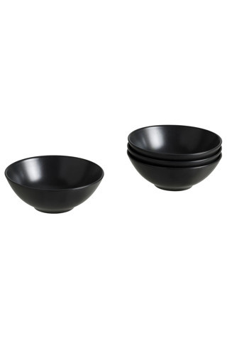 Ikea Quick 4 Adet Çorba Kasesi Çap 16 Cm 4'Lü Set Salata Kuruyemiş Sunum Kasesi Siyah Stoneware Kase
