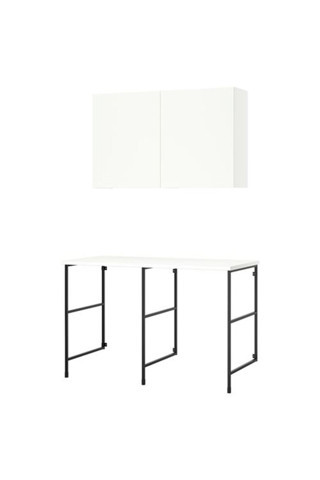 Ikea Enhet, Çamaşır Odası Ve Banyo İçin Raf Kombinasyonu, Beyaz-Antrasit, 139X63.5X90.5 Cm