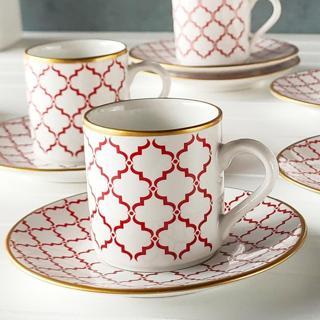 Regna Home Harmony Luna Kırmızı 6 Kişilik Kahve Fincan Takımı (HBF-12-KFT-LUN-K )