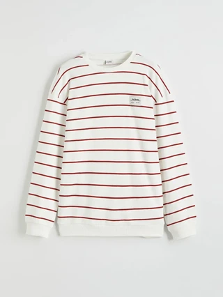 Kırmızı Çizgili Erkek Çocuk Sweatshirt