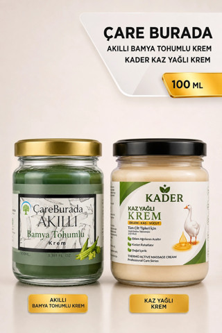 ÇareBurada Akıllı Bamya Tohumlu Krem 100 ml + Kader Kaz Yağlı Krem 210 ml