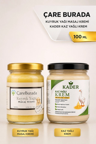 ÇareBurada Kuyruk Yağlı Krem 100 ml + Kader Kaz Yağlı Krem 210 ml