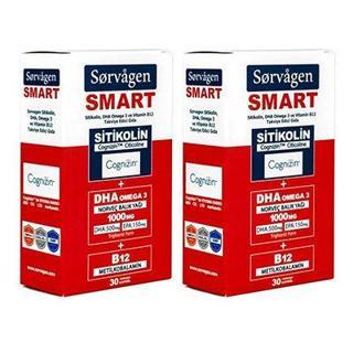 Sorvagren Smart Sitikolin, Dha Omegra-3 Ve B12 Balık Yağı 30 Kapsül 2'Li Paket