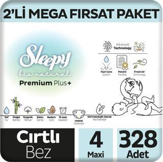 Bio Natural Premium Plus 2'li Mega Fırsat Paketi Bebek Bezi 4 Numara Maxi 328 Adet