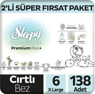 Bio Natural Premium Plus 2'li Süper Fırsat Paketi Bebek Bezi 6 Numara Xlarge 138 Adet
