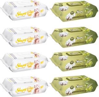 Sleepy Sensitive Islak Havlu 90 Lı 4 Adet + Zeytinyağlı 90'lı 4 Adet