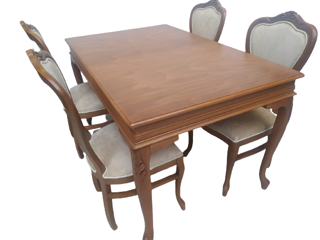 Masa-sandalye 18495 Klasik Model Kayın Aslan Ayak OymaLI Ceviz orta Açıl tabla