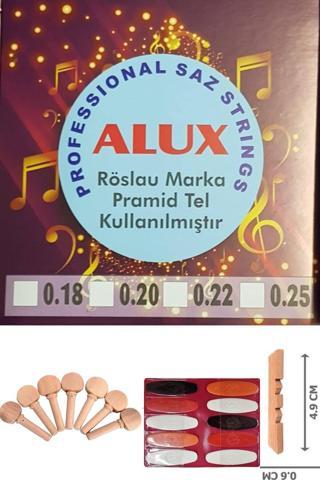 Alux Röslau Pyramid Kalite Uzun Sap Takım Saz Teli(0.20)+10 Adet Tezene + 1 Adet Eşik + 7 Adet Burgu