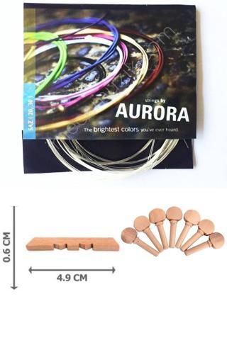 Aurora Uzun Sap 0,20 Beyaz Bağlama Tel Seti 7 Adet Saz Burgu  1 Adet Alt Eşik