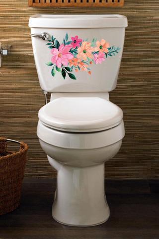 Soft Renkli Çiçekler Klozet Kapağı Ve Banyo Sticker Seti