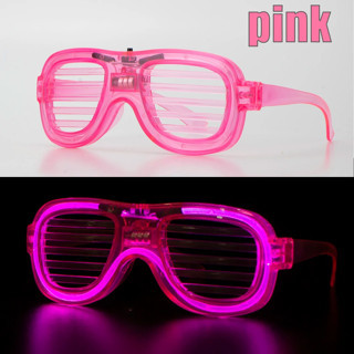 Lunaev Pembe LED Işıklı Parti Gözlüğü - Neon Glow Şerit Gözlük 3 Modlu