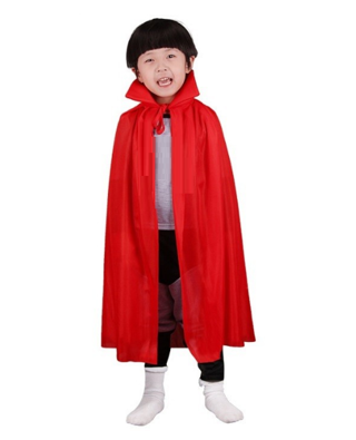 Lunaev Kırmızı Renk Yakalı Pelerin Çocuk Boy 90 cm Parti Kostümü