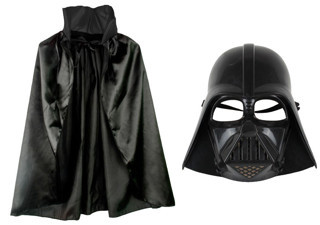 Lunaev Çocuk Boy Yıldız Savaşları Star Wars Darth Vadet Maskesi ve 90 cm Pelerin Seti Siyah