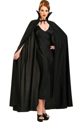 Lunaev Siyah Renk Yakalı Halloween Pelerini 120 cm Parti Kostümü