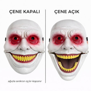 Lunaev Hareketli Çene Mekanizmalı Korku Maskesi Kırmızı