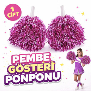 Lunaev 1 Çift ( 2 Adet ) Pembe Renk 23 Nisan 19 Mayıs 29 Ekim Okul Gösteri Ponponları Ekstra Dolgun