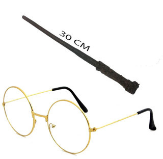 Lunaev Harry Potter Asası 30 cm ve Harry Potter Gözlüğü Seti Parti Kostümü