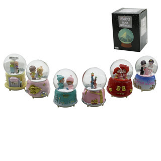 Lunaev Büyük Boy - 10 cm Pilli - Işıklı Müzikli Kar Küresi Cam İnsan Figürlü - Desen Mix Renkli Herh