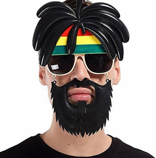 Lunaev Rasta Peruklu Rasta Sakallı Bob Marley Bıyıklı Parti Gözlüğü 27x18 cm