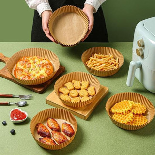 Lunaev 100 Adet Air Fryer Pişirme Kağıdı Tek Kullanımlık Yağlı Kağıdı Yuvarlak Tabak Model