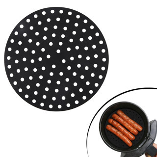 Lunaev Siyah Isıya Dayanıklı Yıkanılabilir Silikon Fırın Ve Airfryer Yuvarlak Model Pişirme Matı 20 