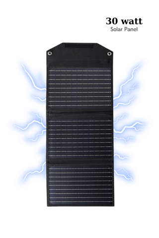 Taşınabilir Güneş Paneli Katlanabilir 30W 18V 1.66A PV Modülü Güç İstasyonu Üç Yüzlü Monokristal Güneş Pili