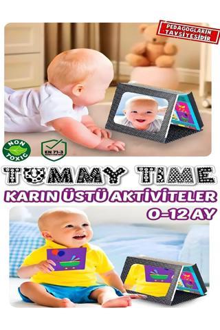 Eğitici Tummy Time Aynalı Zeka Kartları Oyun Seti Bebekler İçin Eğlenceli Aktivite Zeka Kartları