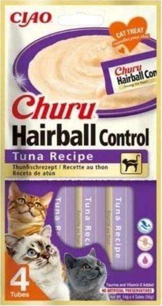 Inaba Ciao Churu Hairball Tüy Yumağı Kontrollü Ton Balıklı Sıvı Kedi Ödül Maması 14 Gr 4 Adet