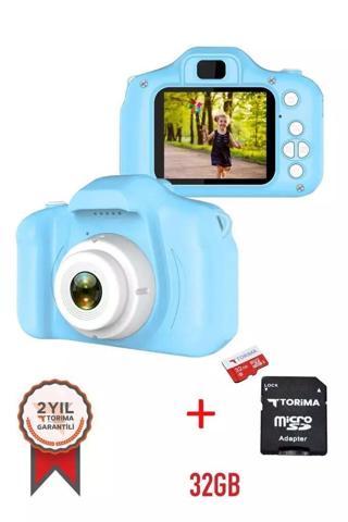 Torima Mavi Renk SD Card 1080p Hd Çocuk Kamera Dijital Fotoğraf Makinesi 2.0 Inç Ekran