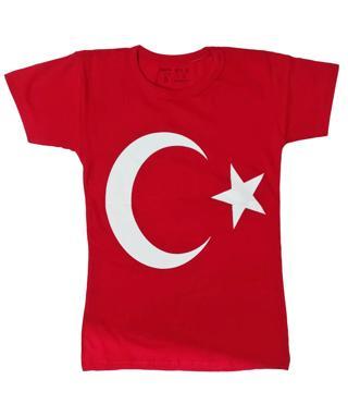 Türk Bayraklı Tişört Pamuklu Kırmızı Çocuk T-shirt- 3 Yaş