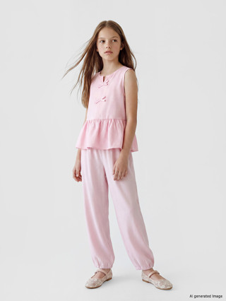 LCW Kids Pembe Beli Lastikli Kız Çocuk Jogger Pantolon