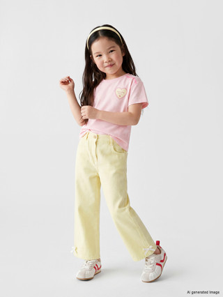 LCW Kids Sarı Regular Fit Kız Çocuk Gabardin Pantolon