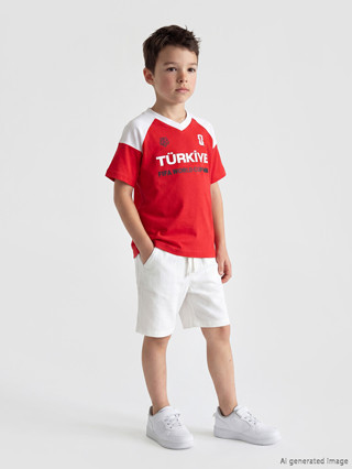 LCW baby Kırmızı FIFA 2026 Dünya Kupası Baskılı Erkek Çocuk Tişört