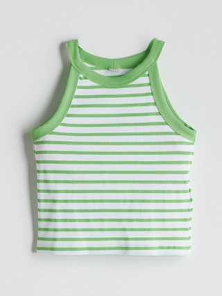 LCW Kids Yeşil Halter Yaka Kız Çocuk Crop Atlet