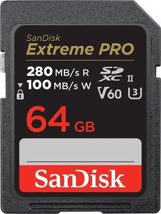 Sandisk 64GB SDXC Extreme Pro 280MB/s V60 Hafıza Kartı