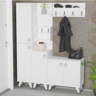 Kalender Dekor Sonia - 1 - 2 - 3 Sn01 Ayakkabılık Vestiyer Portmanto Beyaz