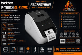 BROTHER P-TOUCH QL-810W 62MM e kadar Baskı Dk serisi USB Wi-Fi Etiket Yazıcı 