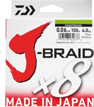 Daiwa J-Braid 8B Chartreuse 150m İp Misina 0,10 mm.