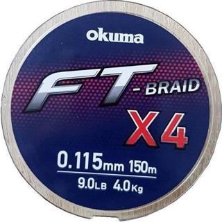 Okuma Ft-*4 Braided Line 150 mt Grey Örgü İp Misina 0,13 mm.