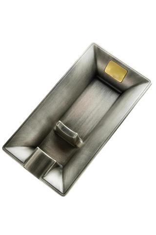 PQ Fırçalı Gümüş Tekli Metal Kare Puro Küllüğü