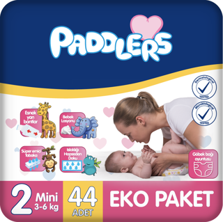Paddlers Bebek Bezi 2 Numara Mini 44 Adet (3-6 Kg) Eko Paket