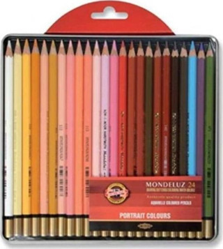 Kohinoor Mondeluz Aquarell Boya Kalemi 24 Renk PORTRE TONLARI Metal Kutu 3724-024P