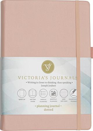 Victoria's Journals Sert Kapak Planlayıcı Noktalı Defter, 14x20 cm -Pembe