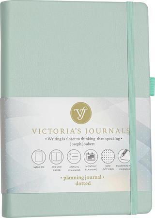 Victoria's Journals Sert Kapak Planlayıcı Noktalı Defter, 14x20 cm -Yeşil