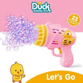 Duck Pilli Köpük Atan Tabanca Oyuncak 23 Delikli Bubble Gun Pembe