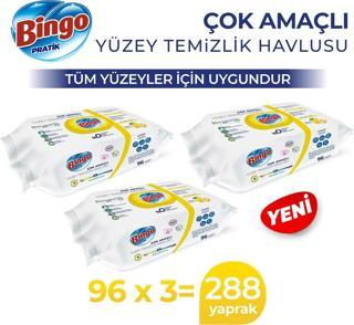 Bingo Pratik Yüzey Temizlik Havlusu Limon Kokulu 96x3 (288 YAPRAK)