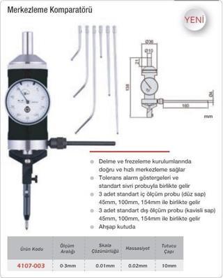 Werka Merkezleme Komparatörü 0-3mm 0.01mm