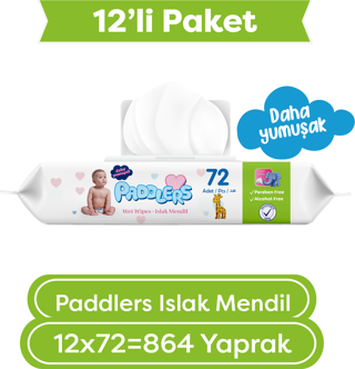 Paddlers Islak Mendil 72 x 12 li Koli(864 Yaprak)