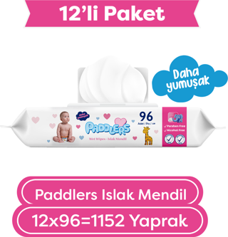 Paddlers Islak Mendil 96x12 li Koli (1152 Yaprak)