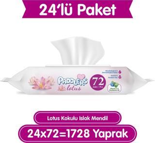 Paddlers Lotus Çiçeği Kokulu Islak Mendil 24x72 li Koli (1728 Yaprak)